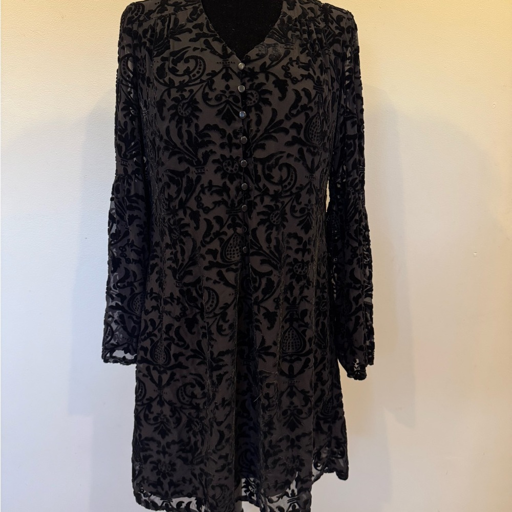 Nanette Lepore Black Long Sleeve Bell Sleeve Cocktail Dress